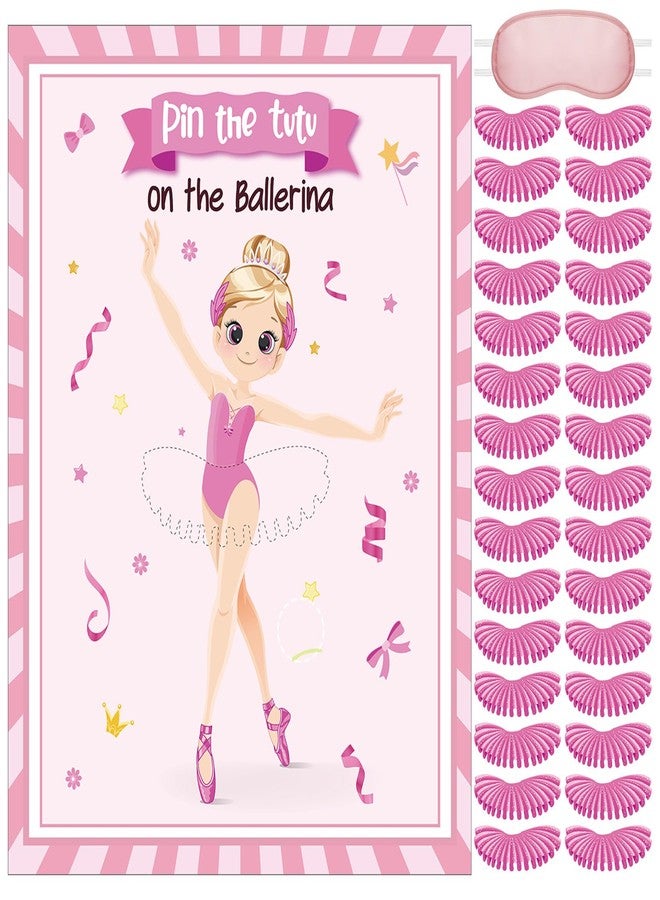 Mooliwe 18 Pcs Ballerina Party Games Pin The Tutu on The Ballerina Game Poster Stickers with Blindfolds Birthday Party Supplies Decorations for Women - Image 1